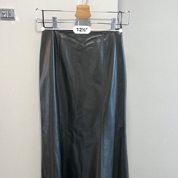 Nanushka Carlotta Skirt Faux Leather A-Line Midi Skirt Green - Picture 8 of 9